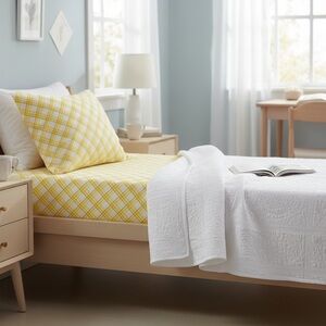 Vintage 70’s Plaid Twin Flat Bed Sheet & Pillow Case